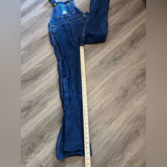 Liberty Bib Overalls Youth 16 Regular Blue Denim Adjustable Straps Green Trim - Picture 11 of 15